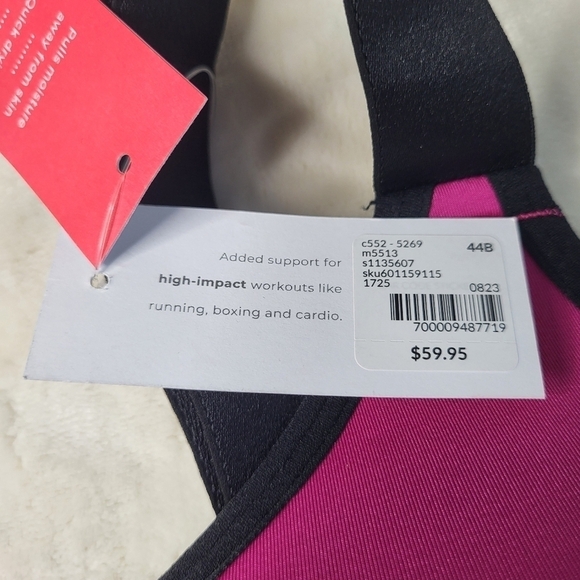 44B Livi High Impact Sports Bra with Underwire. Pink, black. - Picture 3 of 9
